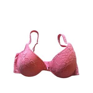 Delta Burke Bra 40DD Womens Plus Size Pink Lace Overlay Underwired Padded